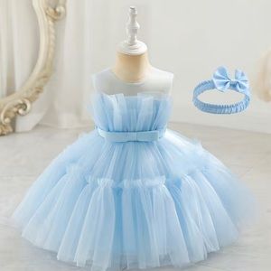 Stylish Dress & Bow Headband Set for Infant/Toddler Girls